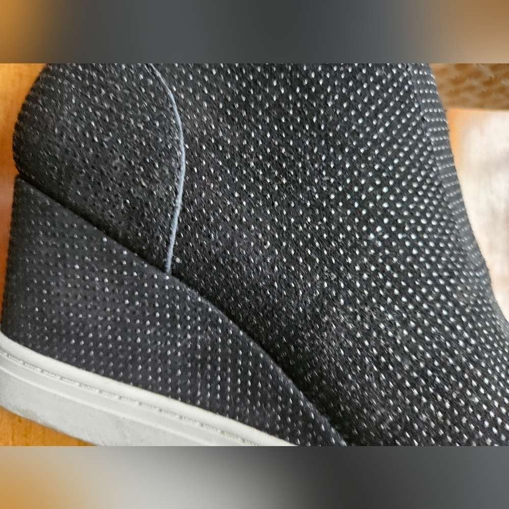 Linea Paolo Black Glitter Leather Wedge Bootie Side Zip-Size 8.5 - Picture 9 of 9